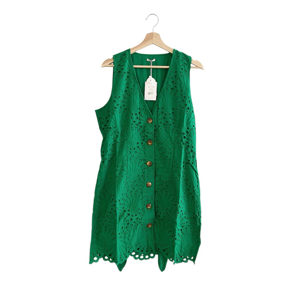 Andie The Navarino Dress in Eyelet Emerald Green L - Picture 3 of 6